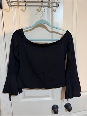 Alexis Black Off-the-Shoulder Bell Sleeve Blouse